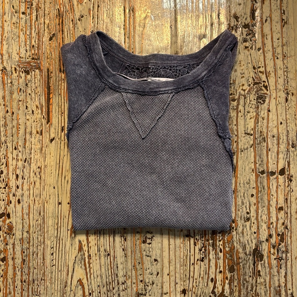 Free People blue xs Thermal with lace detail NWOT
